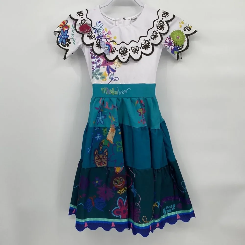 Disney Childs Encanto Mirabel Dress and Glasses Halloween Costume Small 4-6